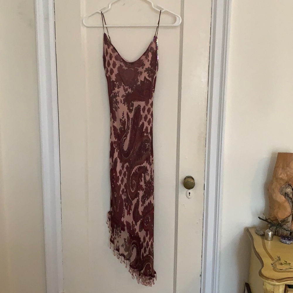SOLD ๐ VINTAGE BETSEY JOHNSON SILK SLIP DRESS CRYSTALS NOISEMAKER SEQUIN RARE S - Picture 1 of 5